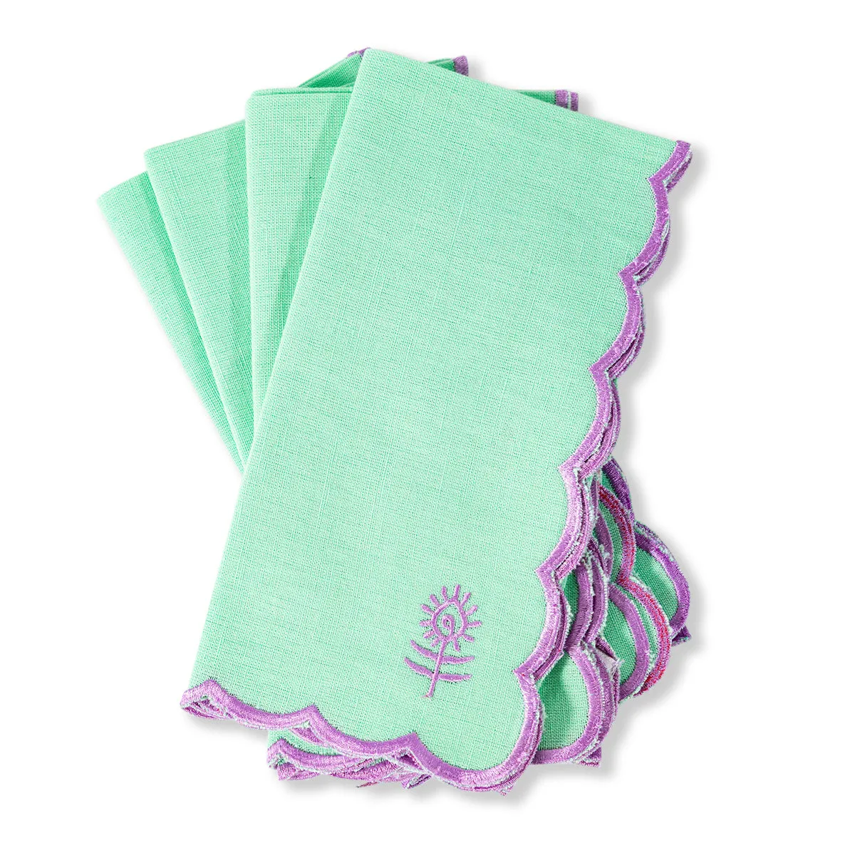 Icon Linen Napkins S/4 - Mint   Lilac