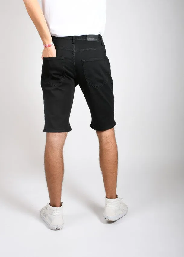 Jamie Solid Black Knitted Biker Shorts