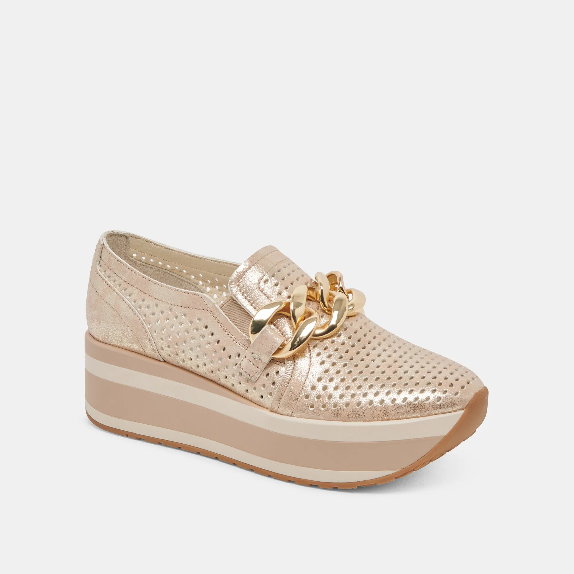 JHENEE PERFORATED SNEAKERS LIGHT GOLD NUBUCK