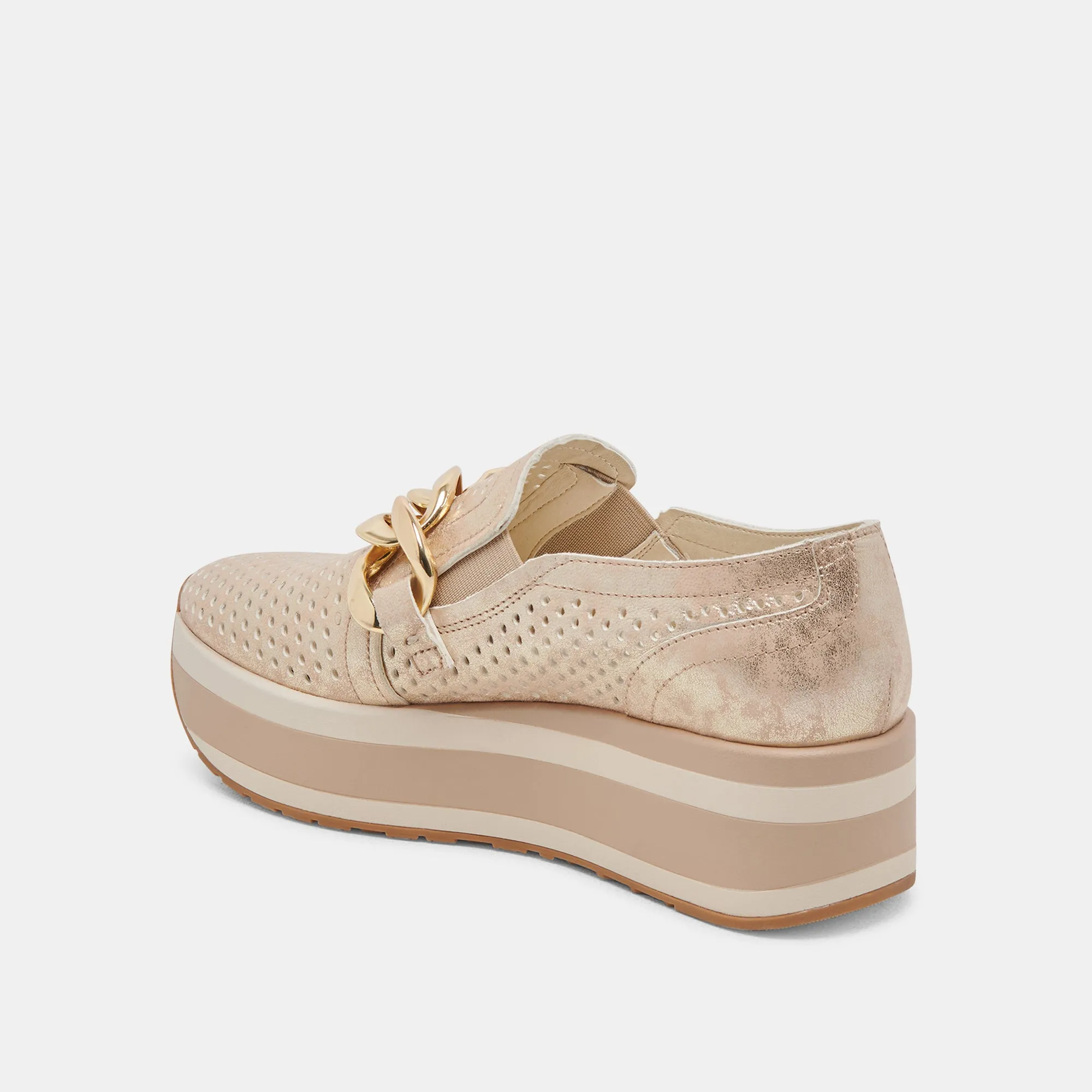 JHENEE PERFORATED SNEAKERS LIGHT GOLD NUBUCK