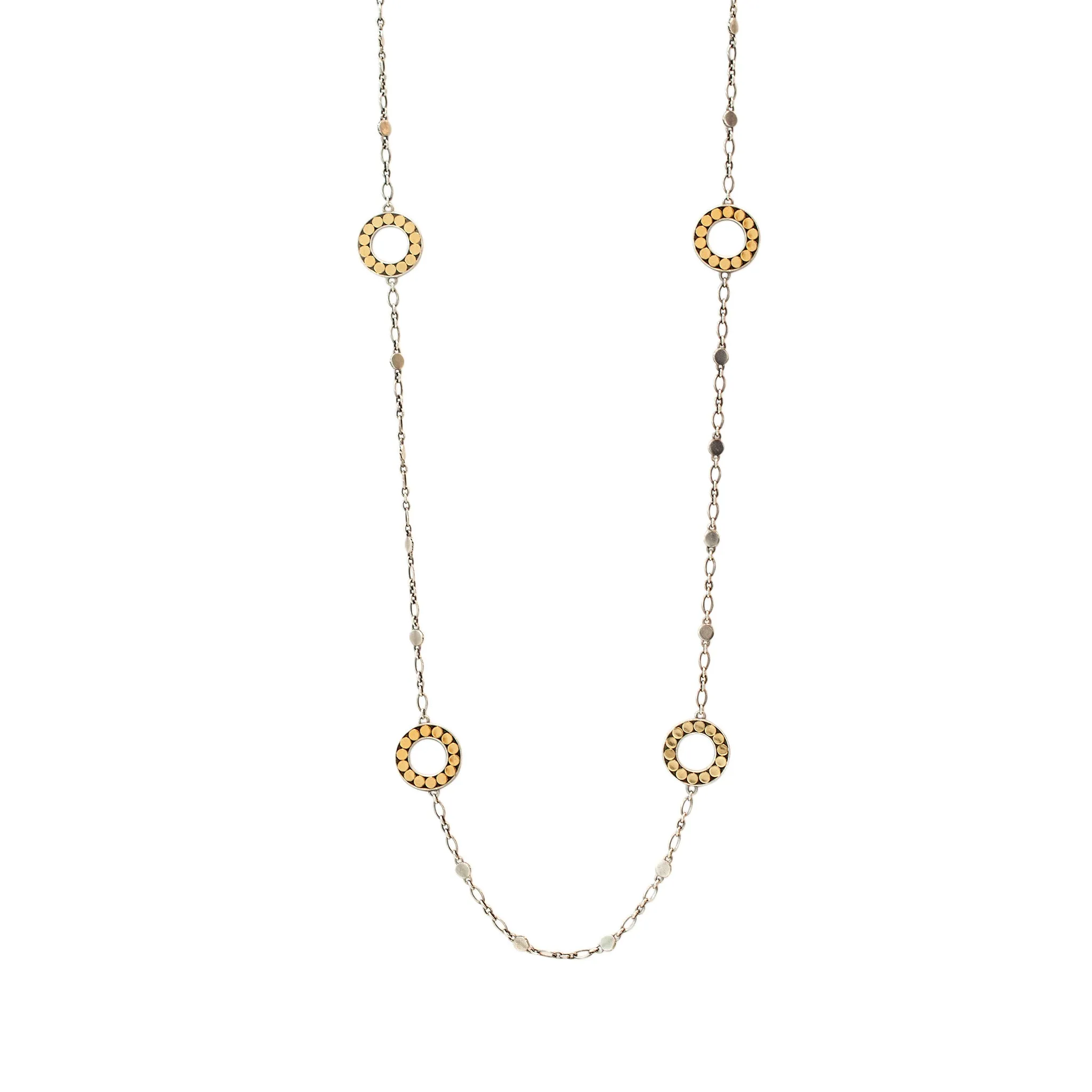 John Hardy 18 Karat Yellow Gold & 925 Sterling Silver Classic Dot Chain