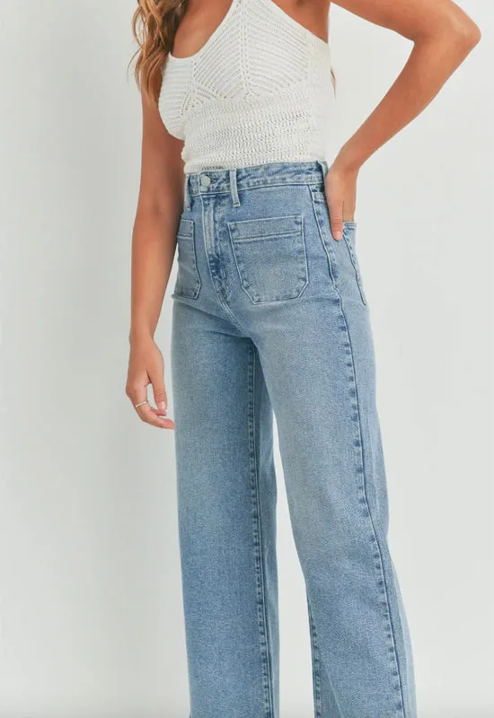 Just Black - Patch Pocket Wide Leg Jean Light Denim