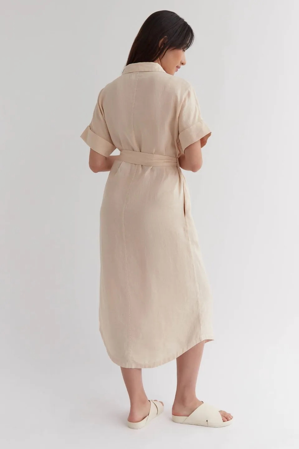 Kara Wheat Linen SS Shirt Dress