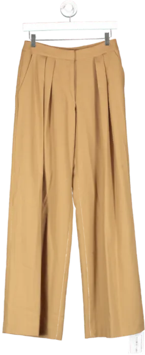 Karen Millen Brown Premium Wool Flannel Pleat Detail Trouser UK 6