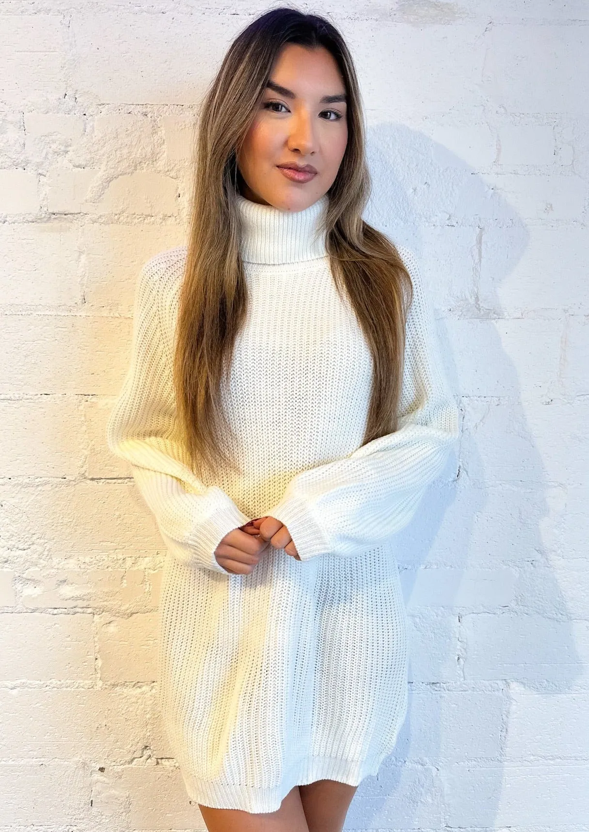 Keep Cozy Turtleneck Sweater Dress