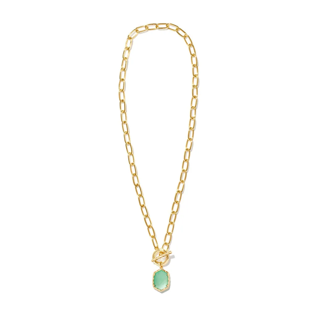 Kendra Scott Daphne Link and Chain Necklace In Light Green Mother Of Pearl