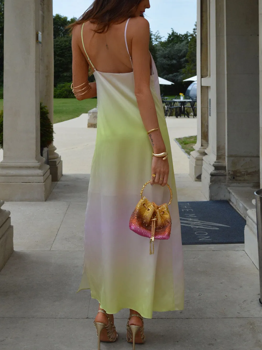 Ladies Dress - Green Pink Ombre