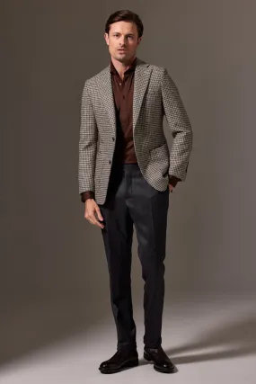 Liam Sports Jacket - Three Shades Houndstooth Undyed Wool