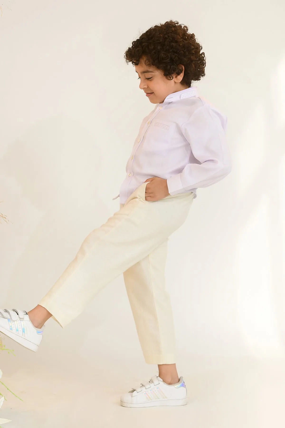 Lily of the Valley- Lavender Colour Cotton Shirt For Boys