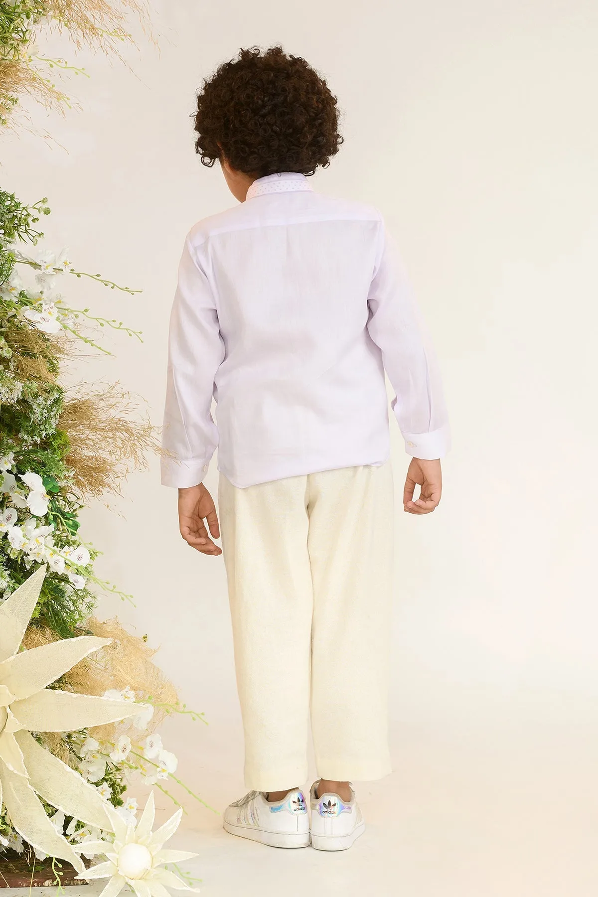 Lily of the Valley- Lavender Colour Cotton Shirt For Boys