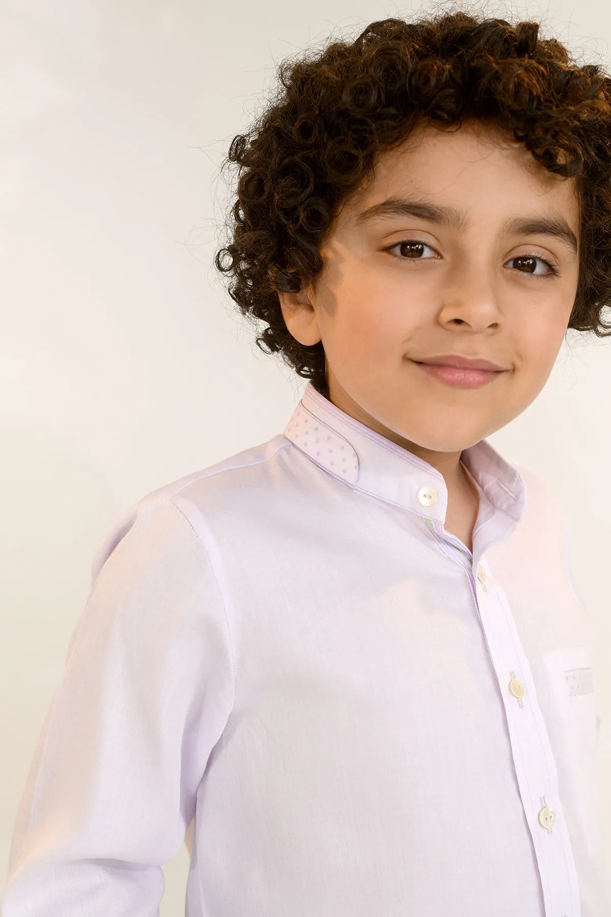 Lily of the Valley- Lavender Colour Cotton Shirt For Boys