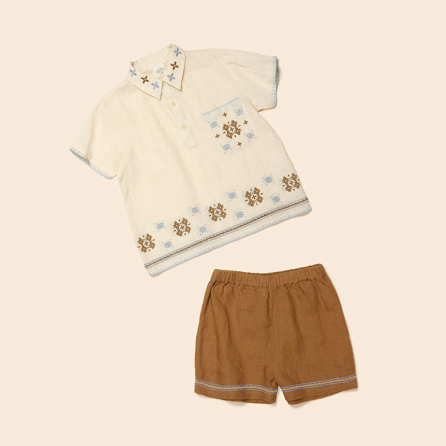 Linen Sullivan Set - Dove/Cocoa