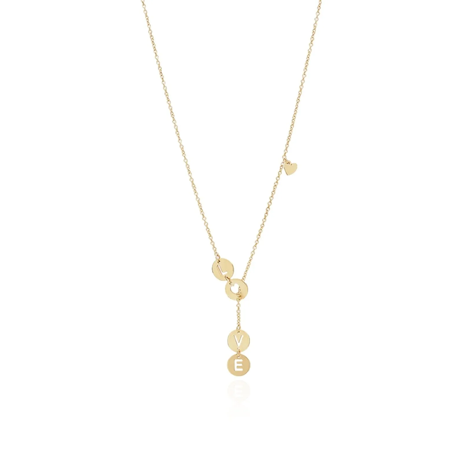 Love Lariat Necklace in Solid 10k Yellow Gold