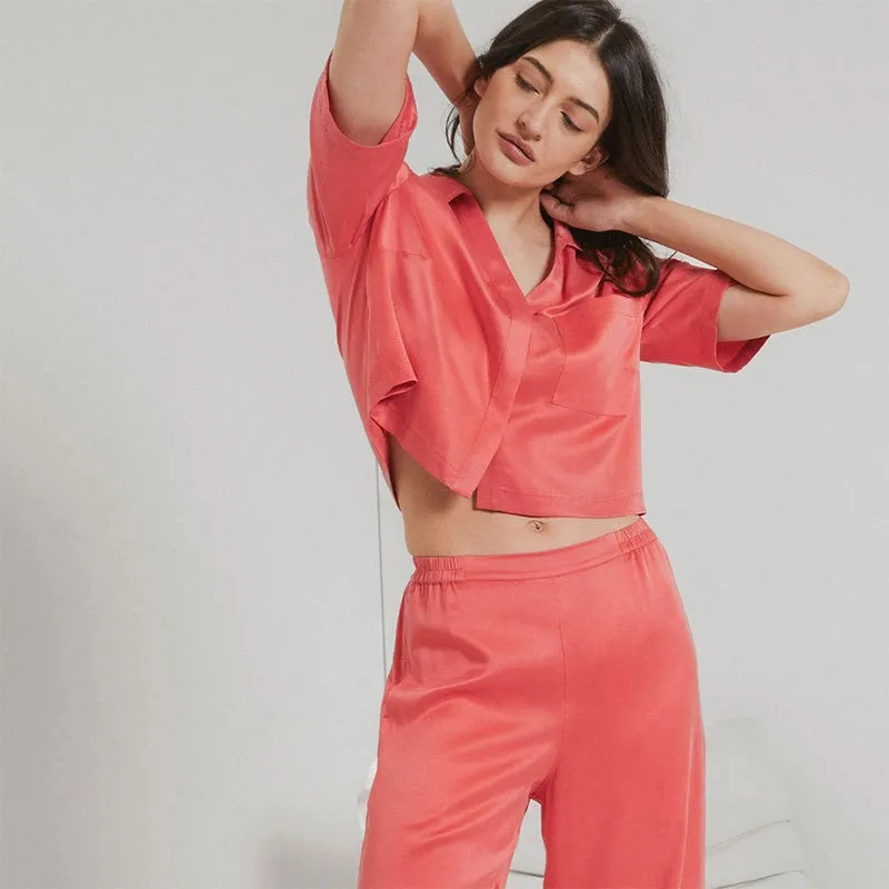 LUNYA | Washable Silk High Rise Pant Set - Limited Edition Outro Coral