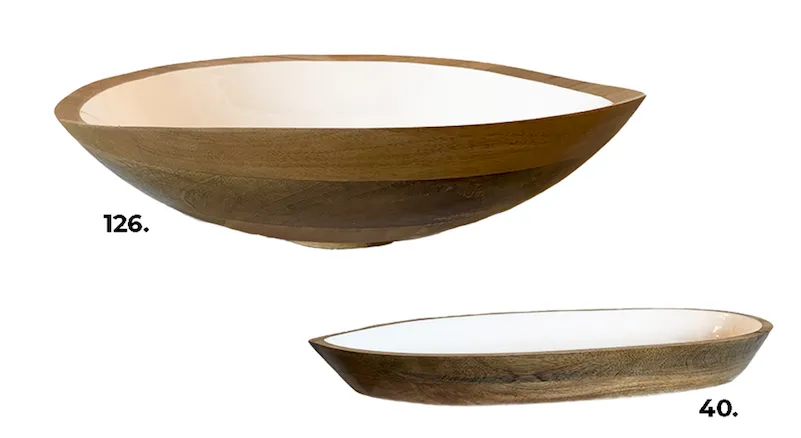 Mango Wood & White Enamel Bowls