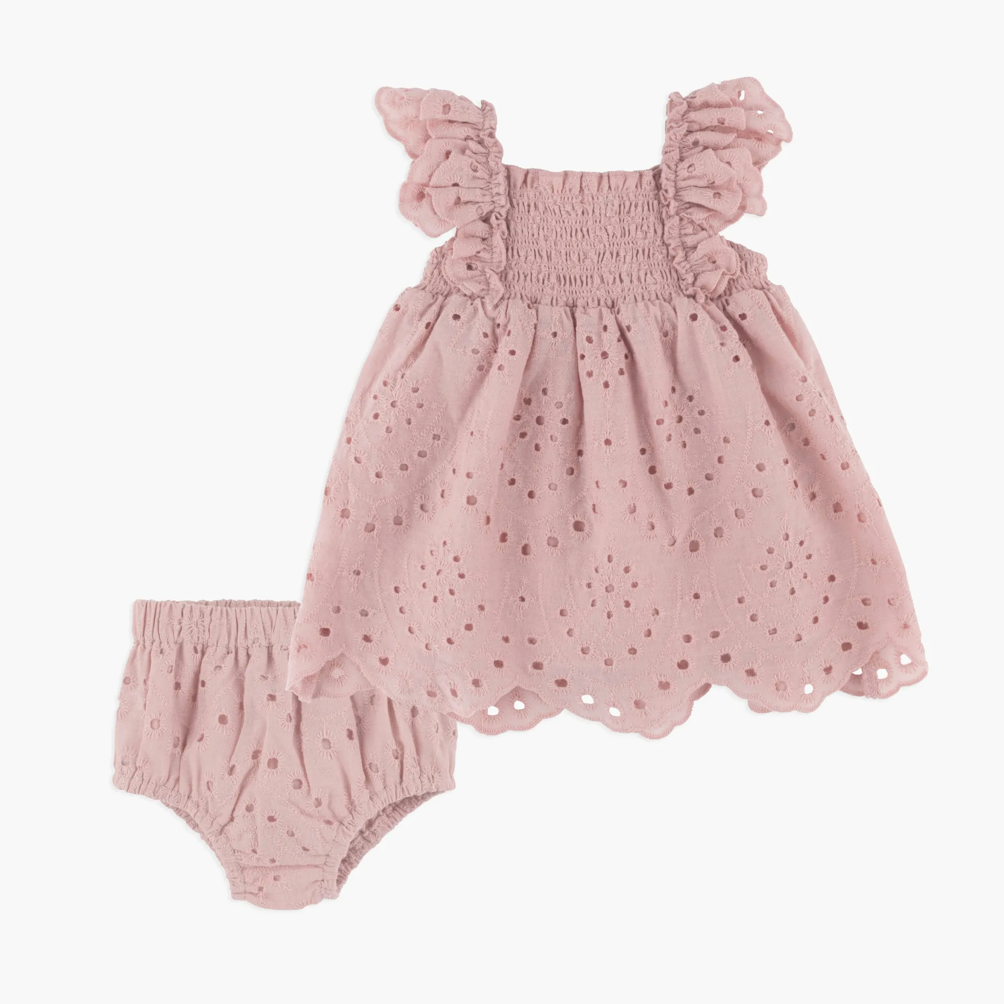 Mauve Eyelet Dress & Panty Set