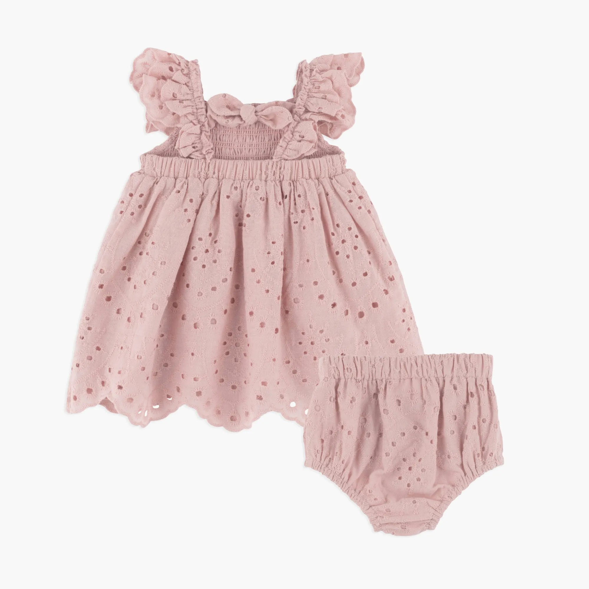 Mauve Eyelet Dress & Panty Set