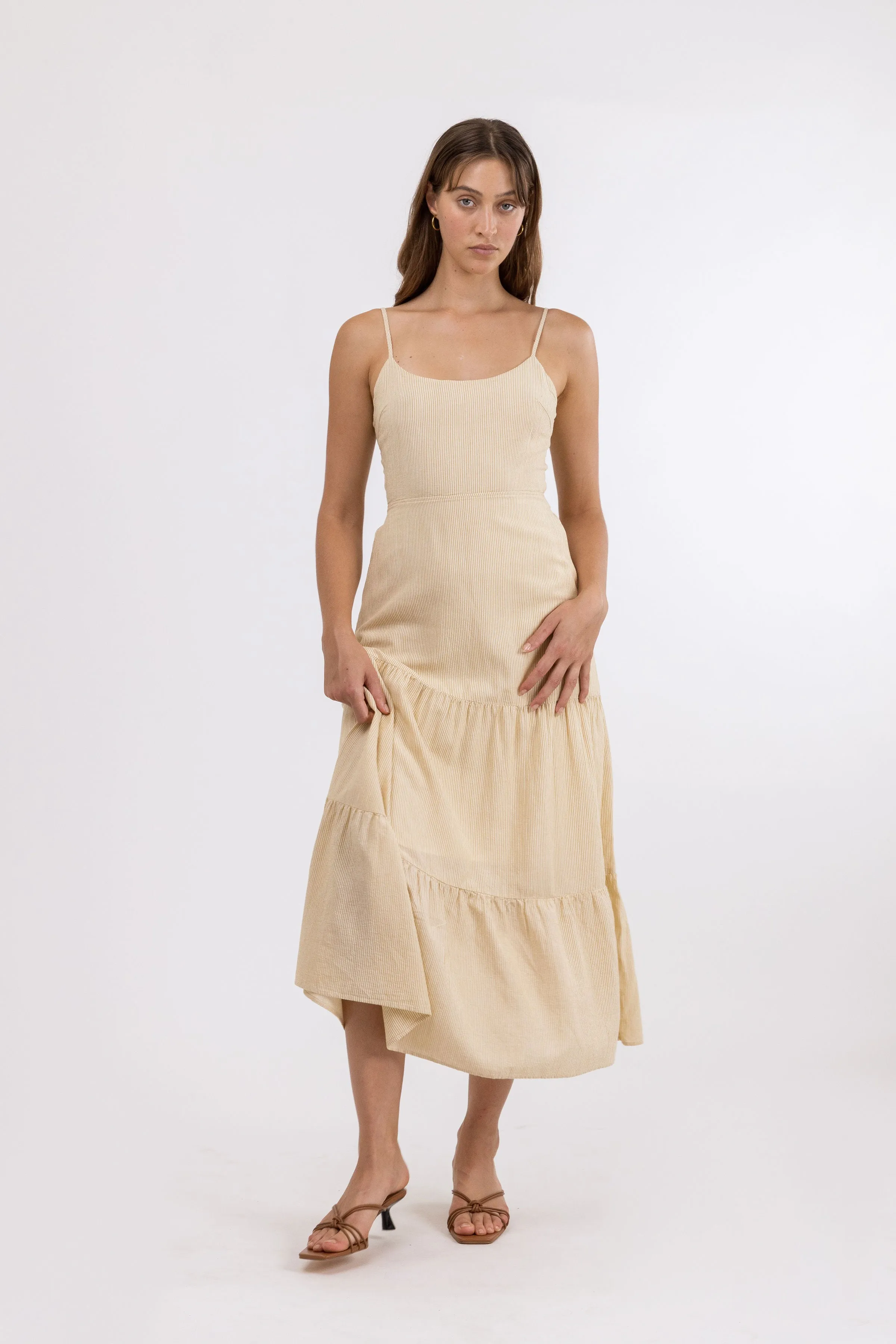 Meadow Tie Back Midi Dress / Lemongrass