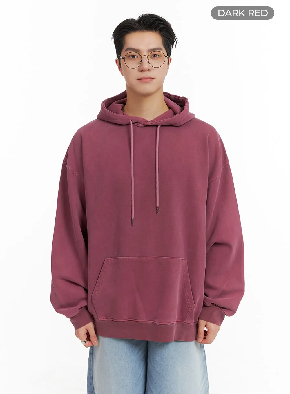 Men's Solid Cotton Washed Hoodie IA401