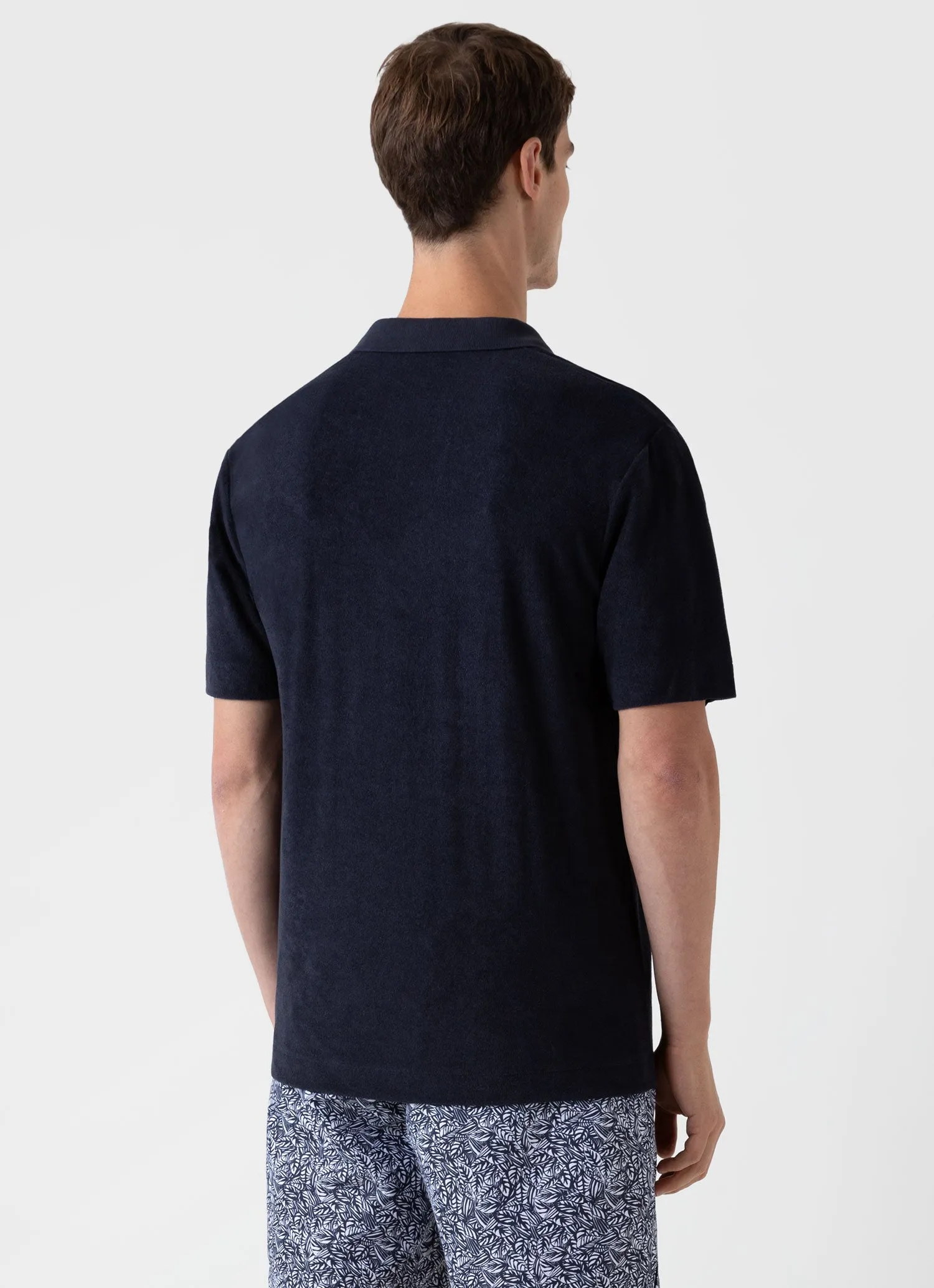 Men's Towelling Polo Shirt in Navy