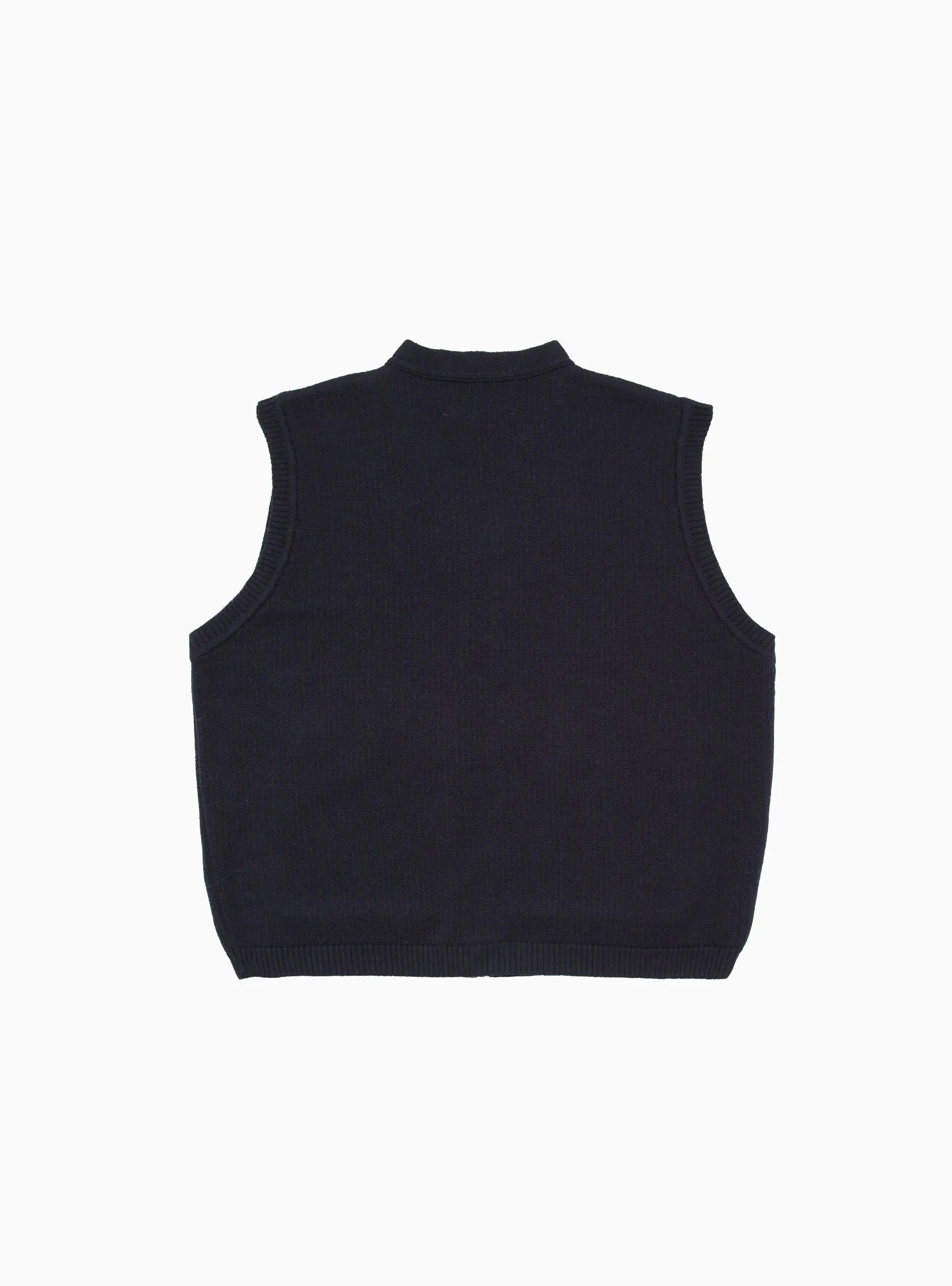 Merino Wool Button Vest Navy