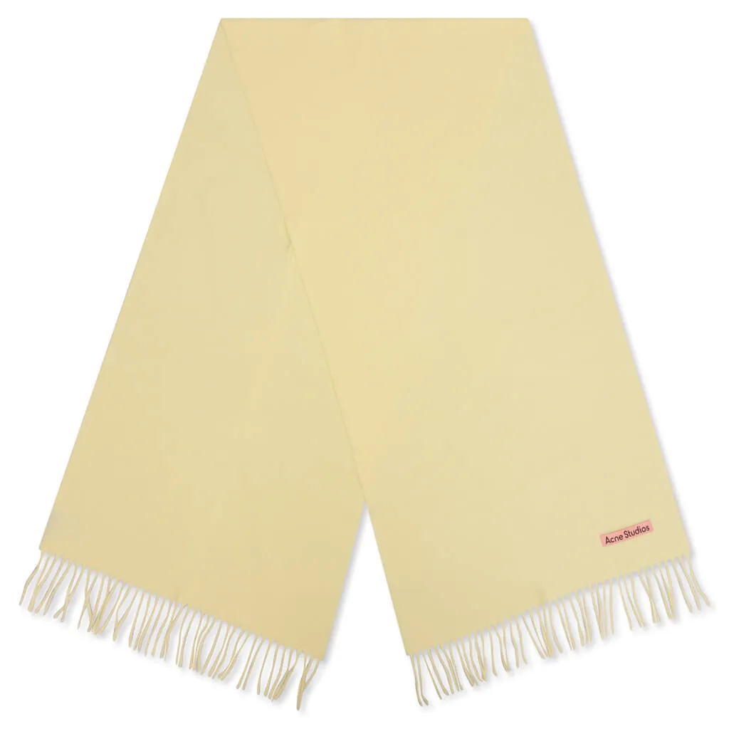 Narrow Wool Fringe Scarf - Vanilla Yellow