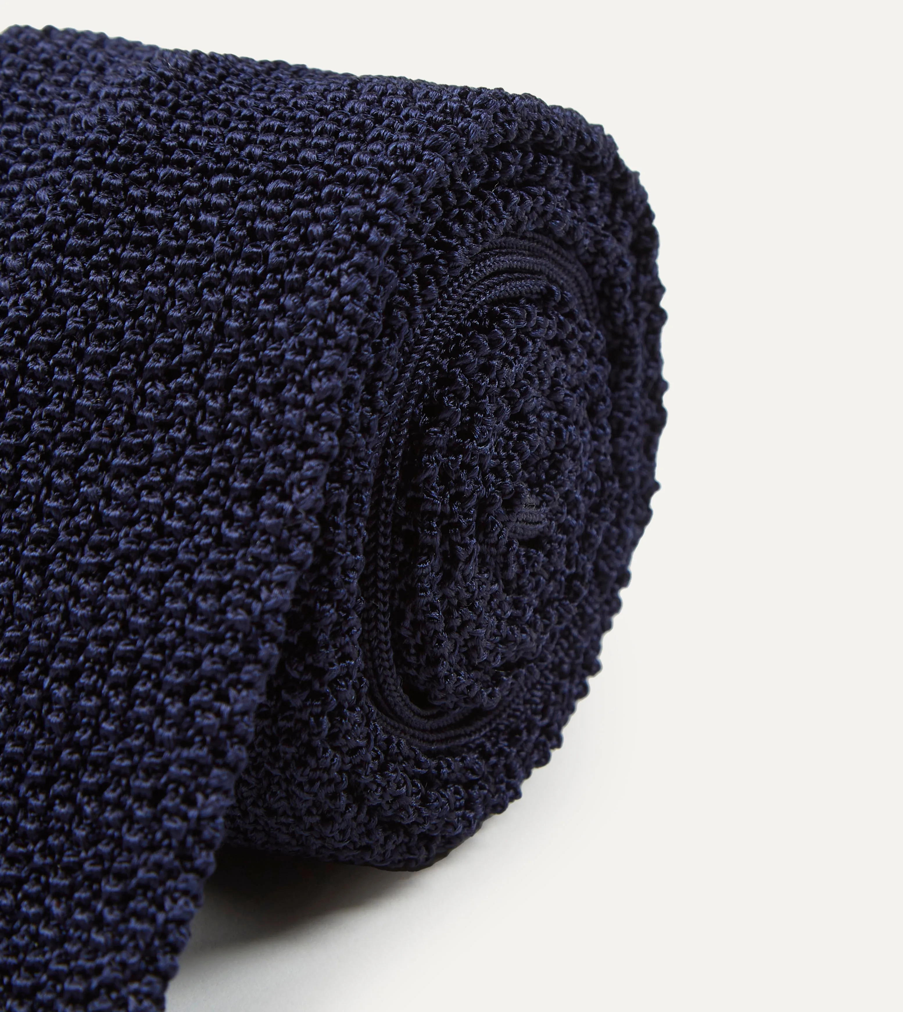 Navy Knitted Silk Solid Colour Tie