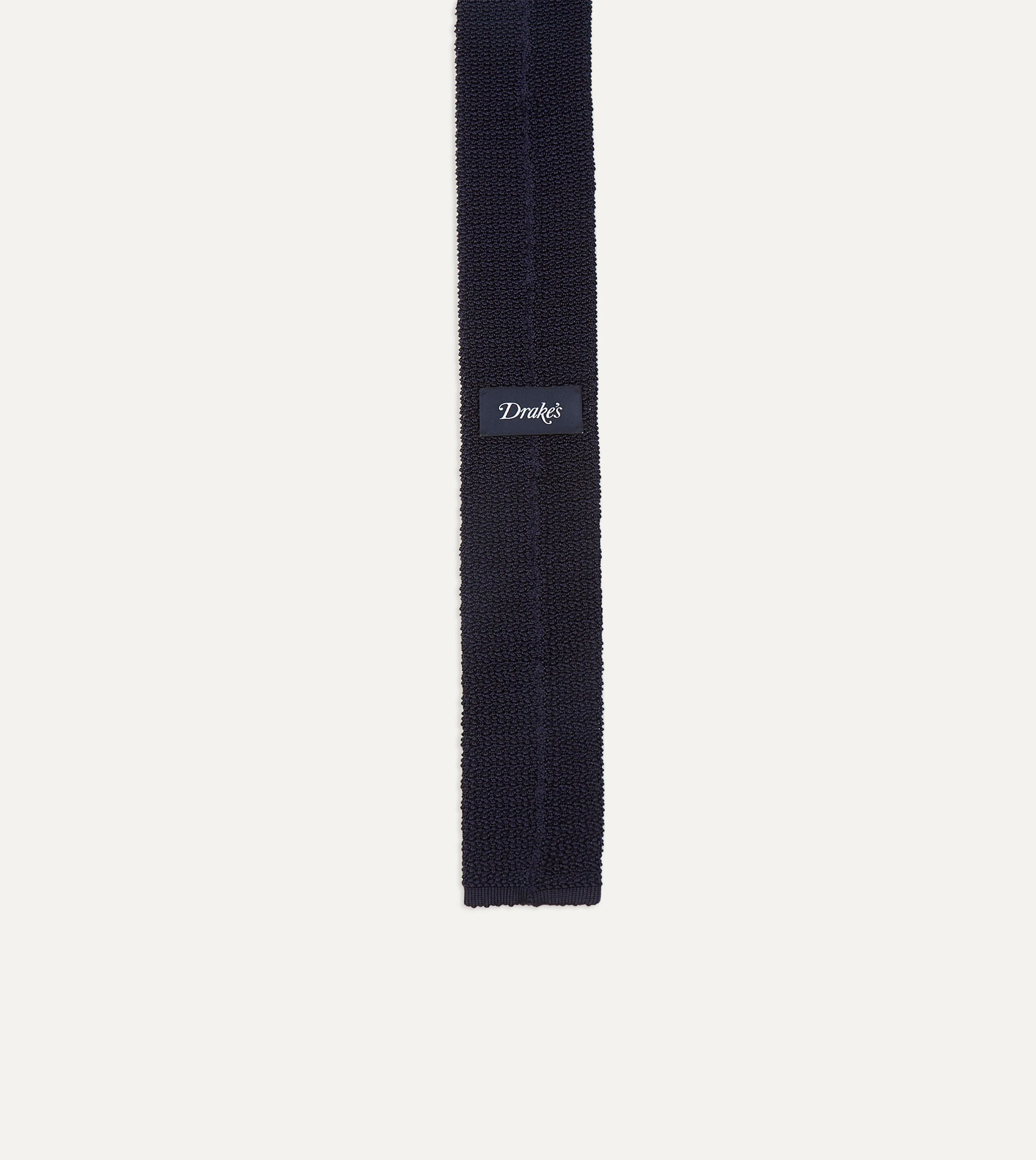 Navy Knitted Silk Solid Colour Tie