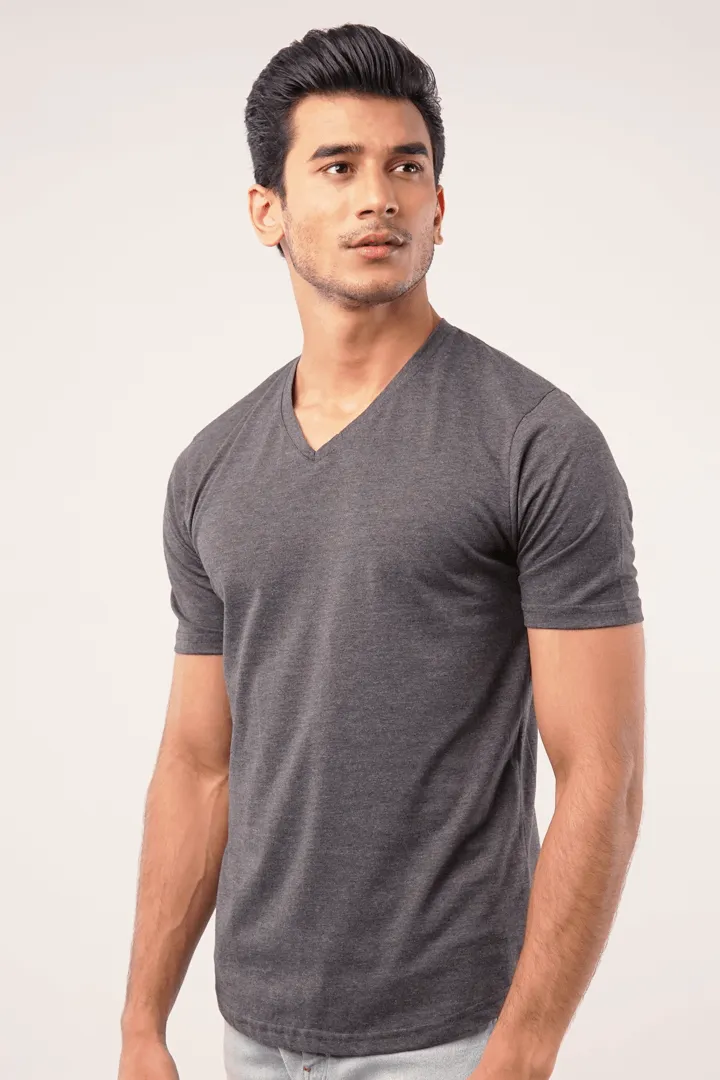 Ore V-Neck T-Shirt - Charcoal Grey