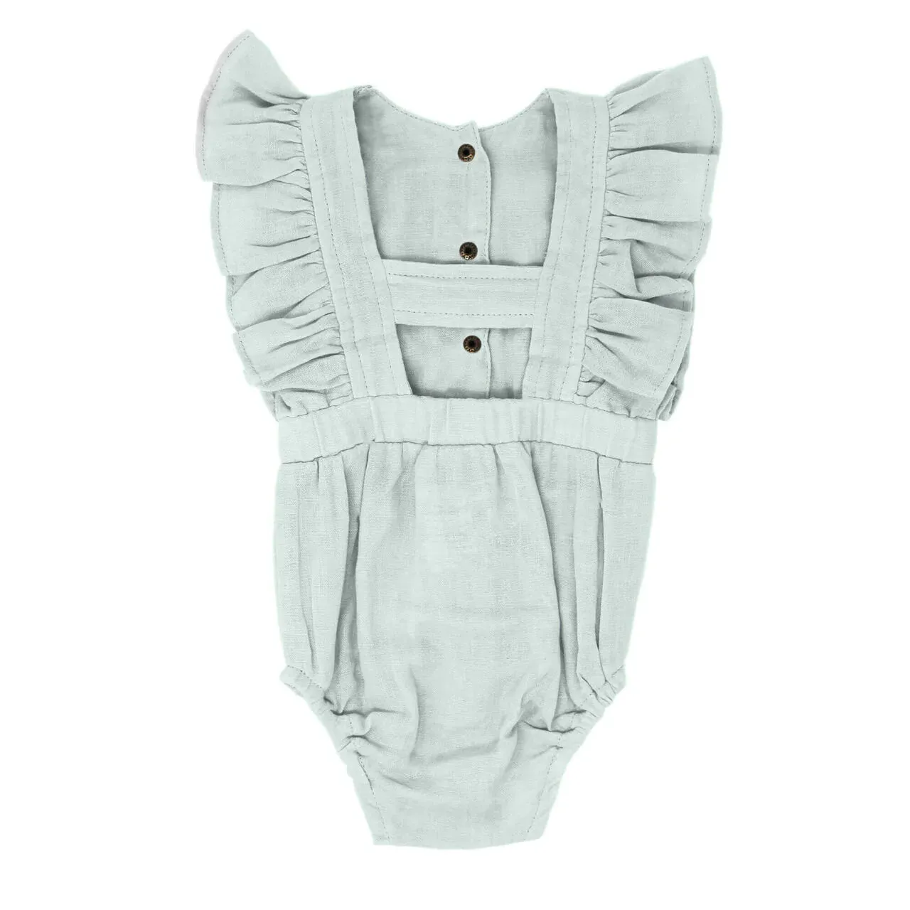 Organic Muslin Ruffle Bodysuit - Green Tea