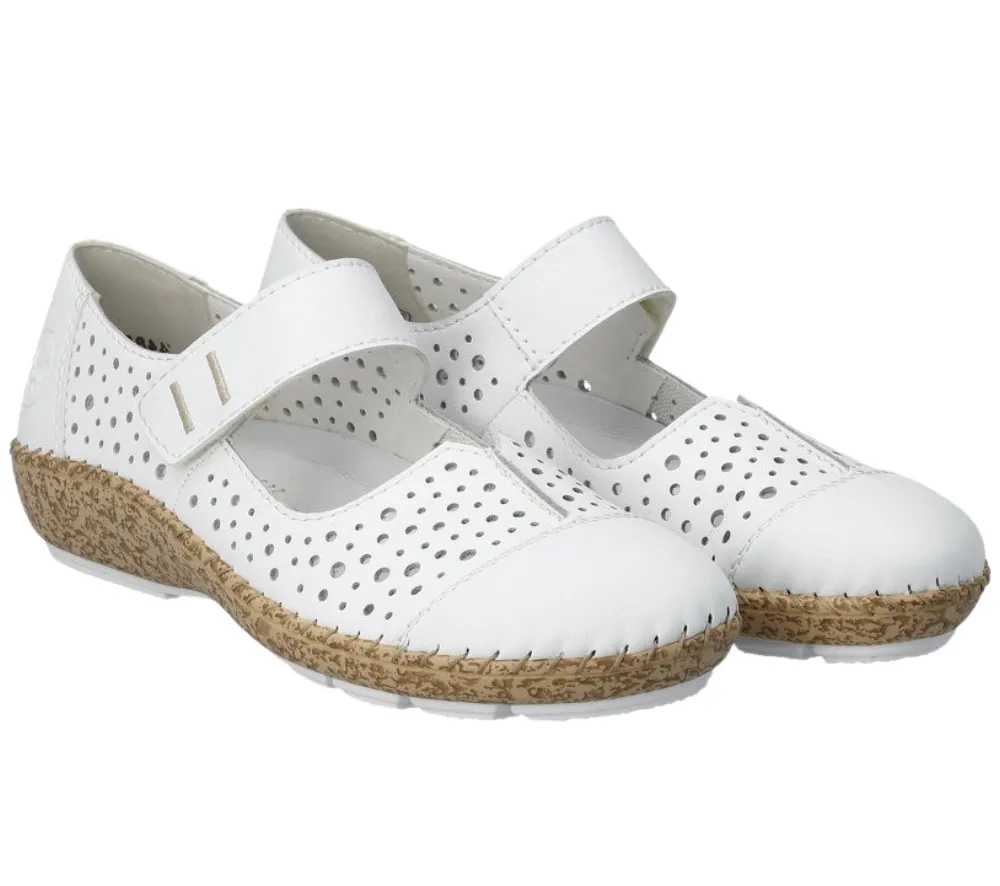 Pantofi casual, dama, RIEKER ANTISTRESS, 44880-80 alb, piele ecologica