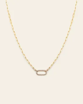 Pave Link Necklace - 14k Solid Gold