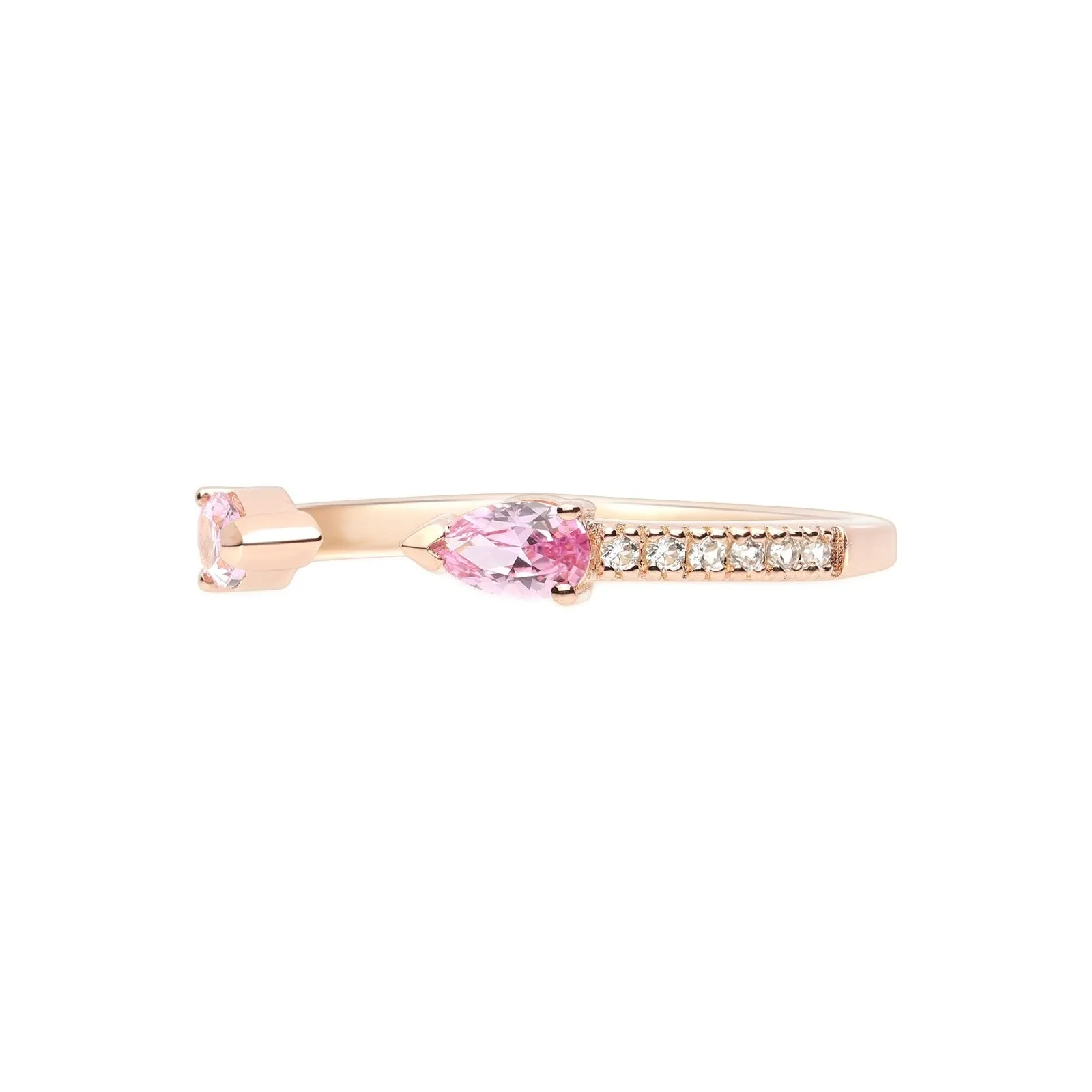 Pink Topaz Pear Open Cuff Ring