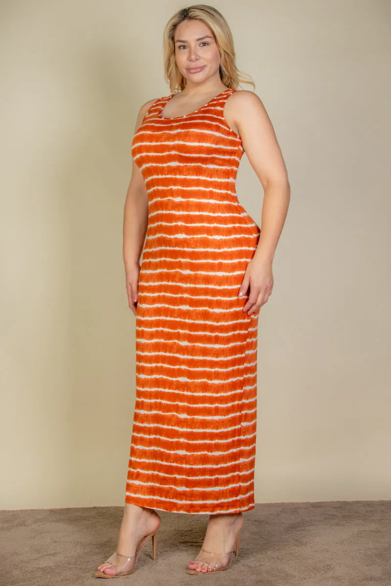 Plus Size Tie Dye Printed Tank Maxi Dress