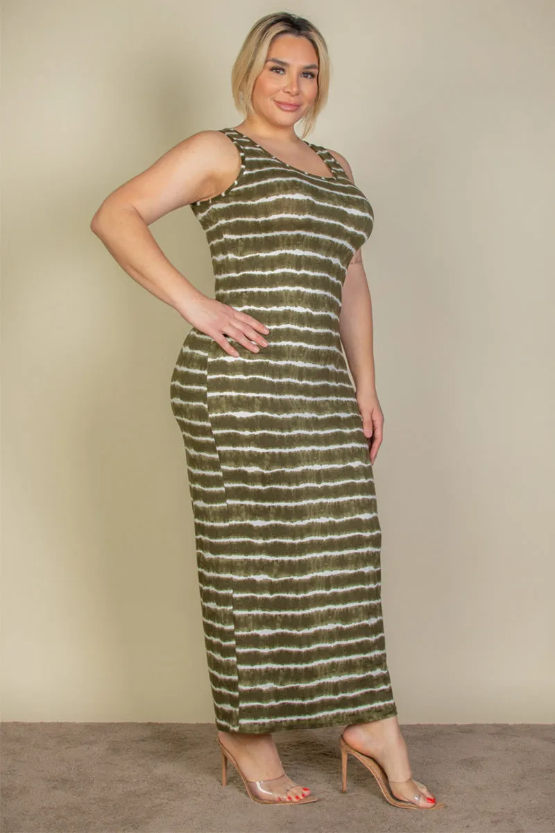 Plus Size Tie Dye Printed Tank Maxi Dress