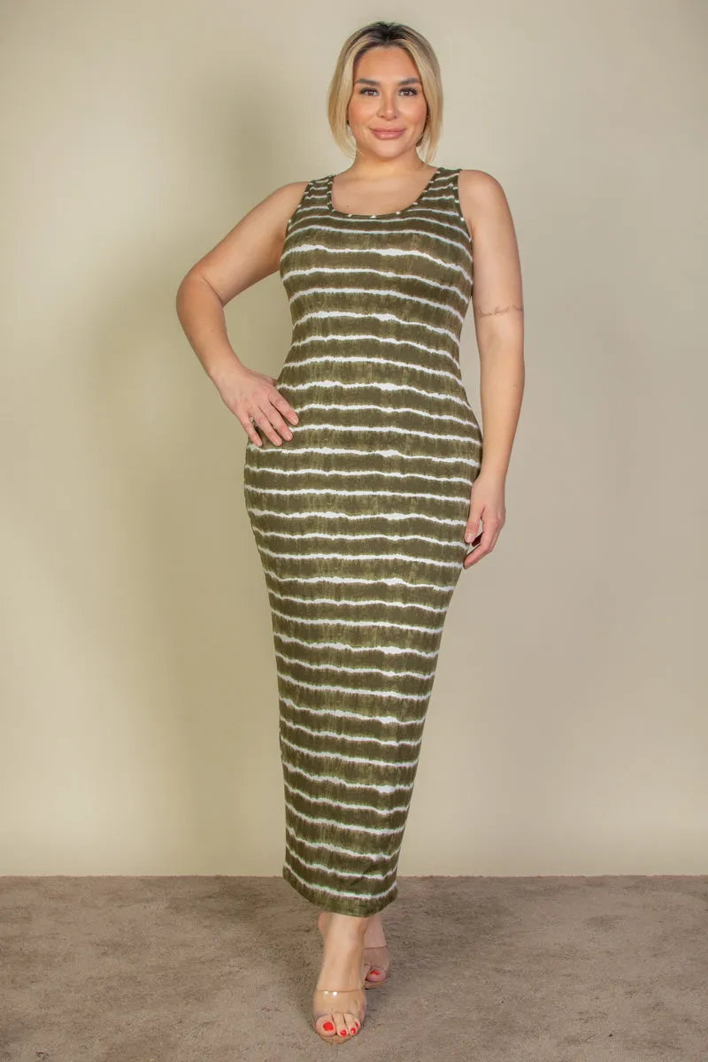 Plus Size Tie Dye Printed Tank Maxi Dress