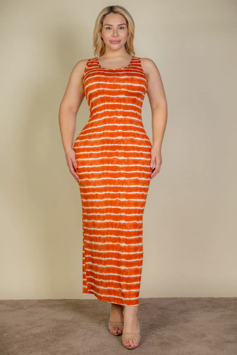 Plus Size Tie Dye Printed Tank Maxi Dress