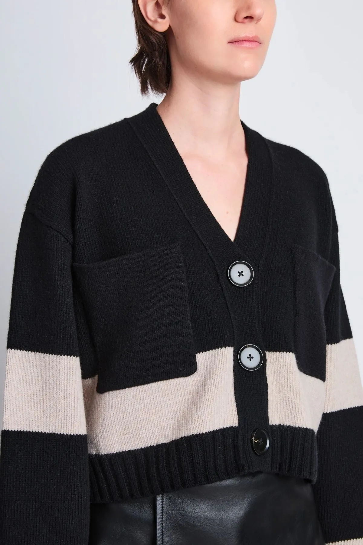 Proenza Schouler Sofia Striped Cashmere Cardigan - Black Multi