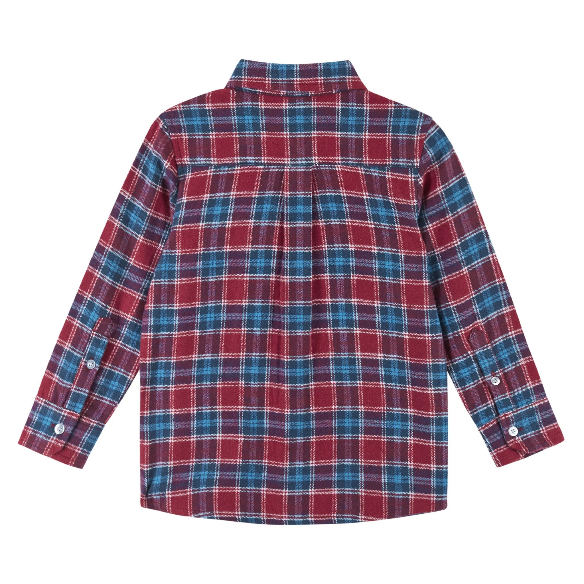 Red & Blue Plaid Textured Button Down Shirt