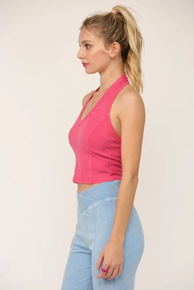 Reverie Stitch Halter Top - Pink