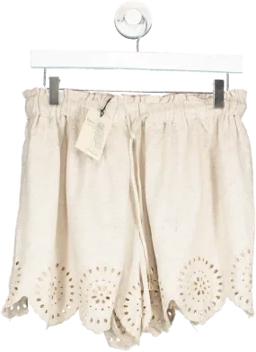 River Island Beige Linen Look Casual Pull On Shorts UK 10