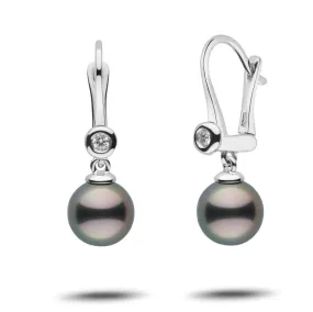 Romantic Collection Tahitian 8.0-9.0 mm Pearl & Diamond Dangle Earrings