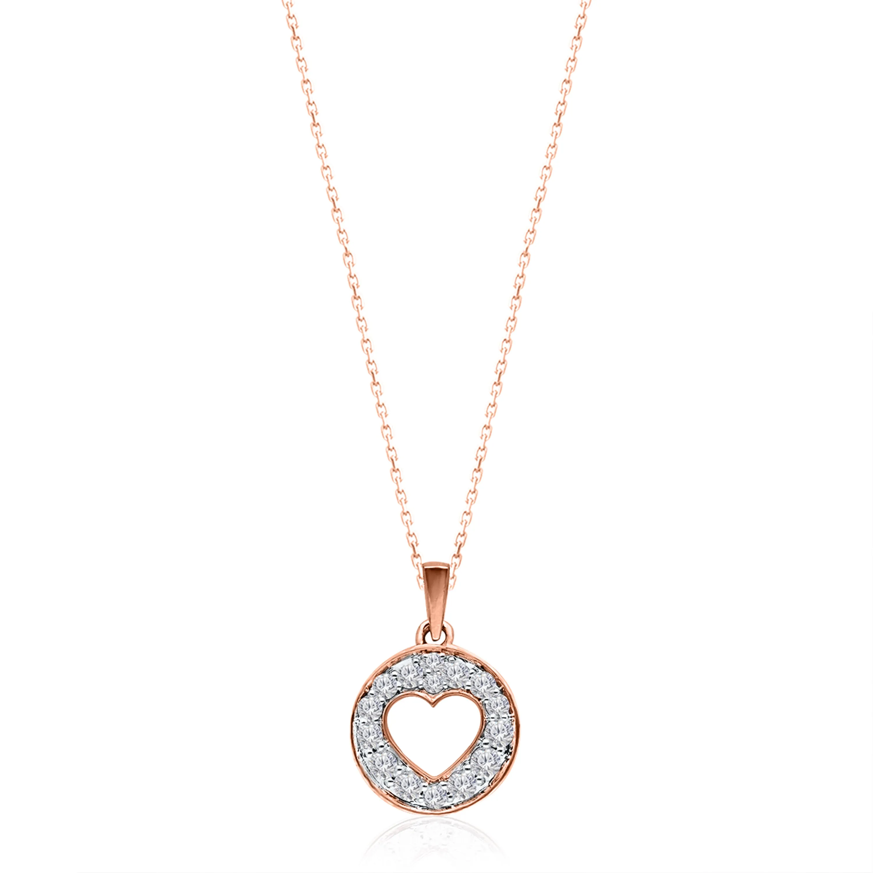 Rose Gold Diamond Eternal Circle Heart Pendant