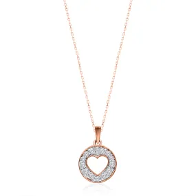 Rose Gold Diamond Eternal Circle Heart Pendant