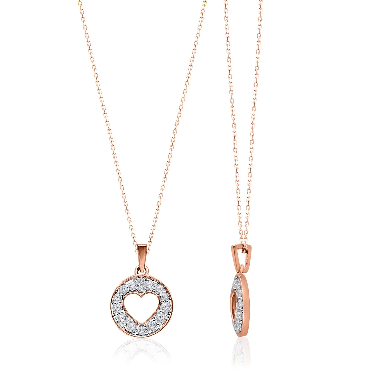 Rose Gold Diamond Eternal Circle Heart Pendant