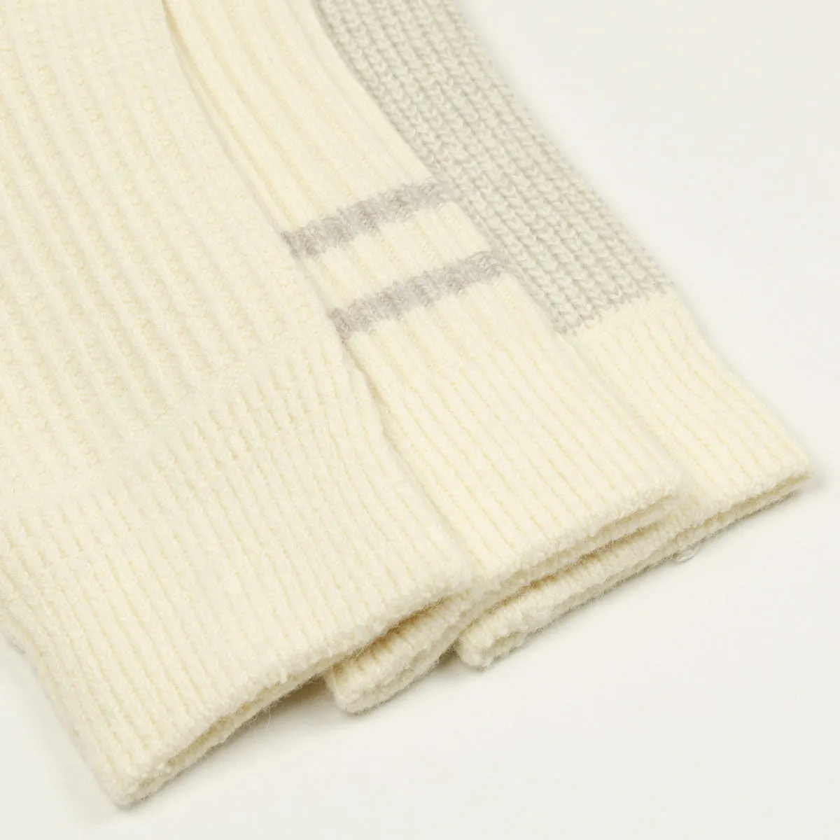 RoToTo - Recycled Cotton/Wool 3-Pack Socks - Off White / Gray