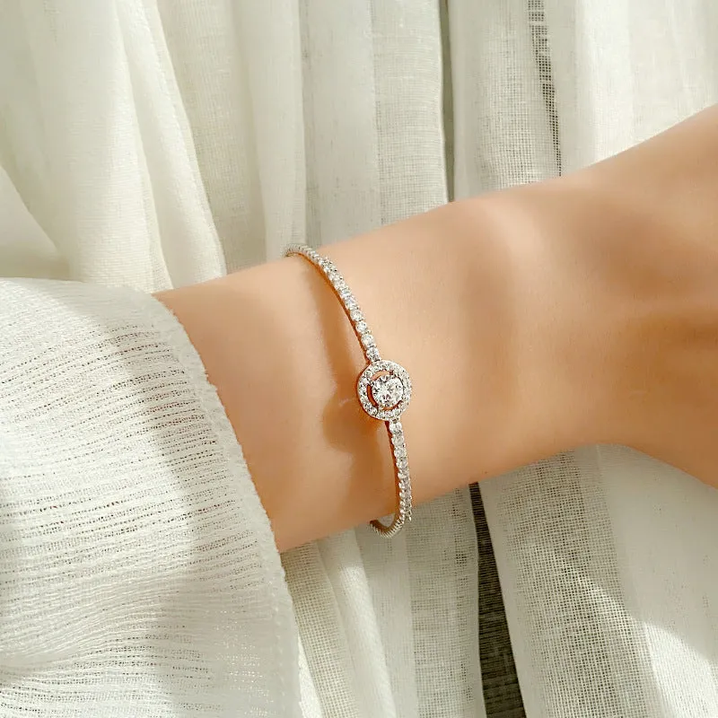 Round Open Moissanite Bracelet