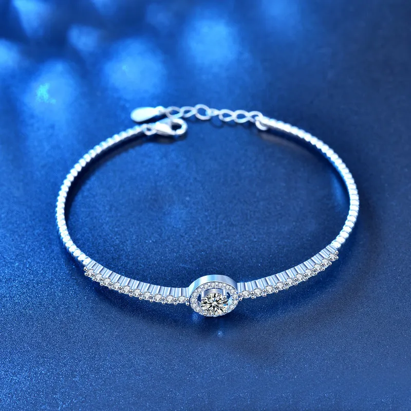 Round Open Moissanite Bracelet