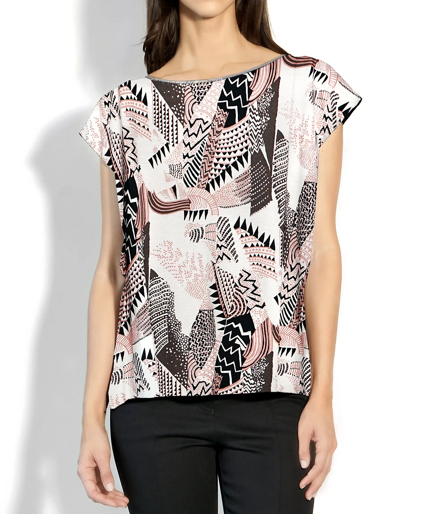 ROXANNE T-SHIRT PRINT PINK/BLACK