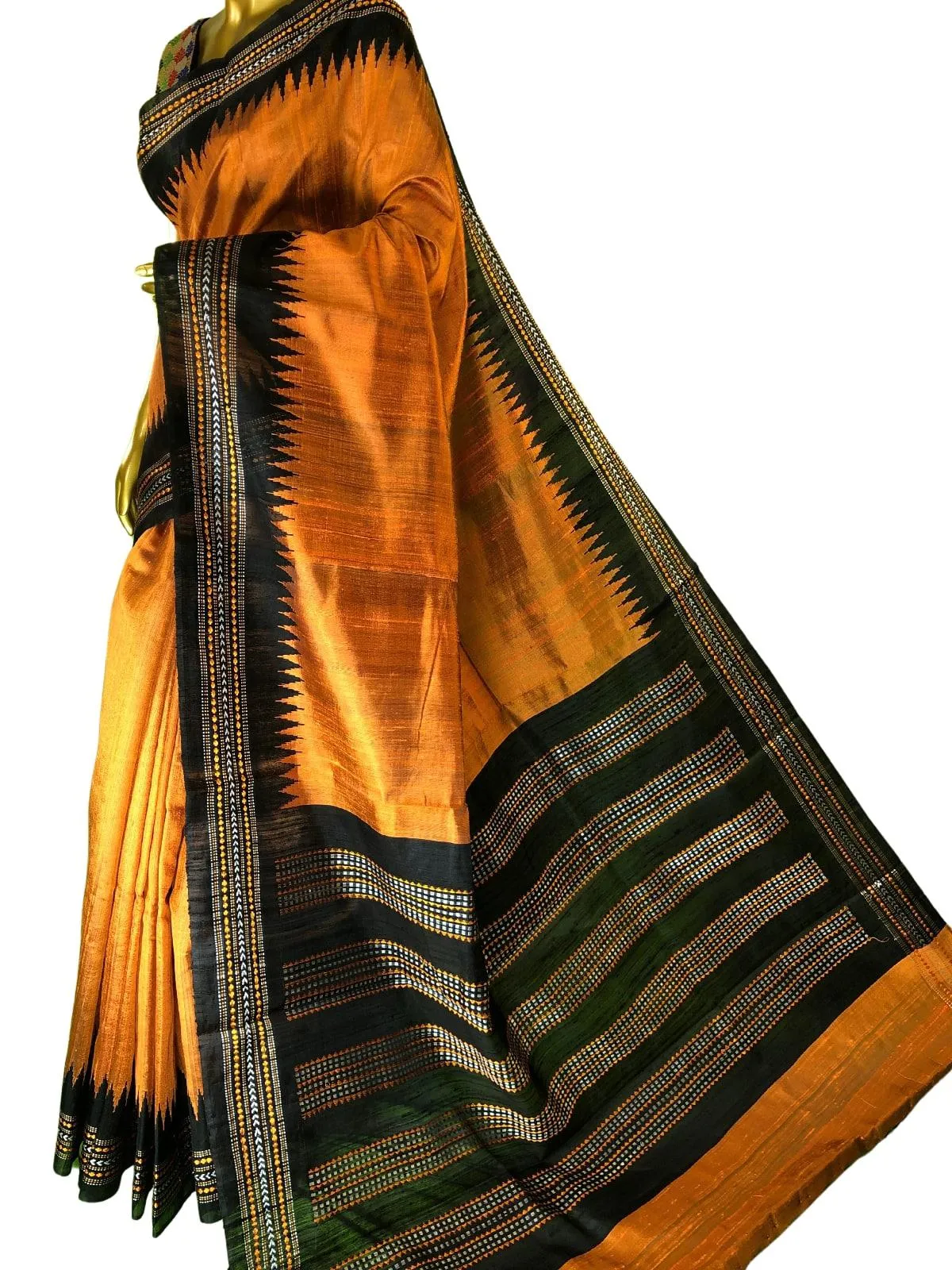 Rust Orange Color Pure Raw Silk Saree with Vidharba Border